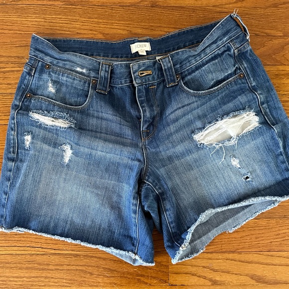 J. Crew Cuff Jean Shorts Womens Size 29 Rolled Cuff Blue Stretch Denim Mid Rise - Picture 1 of 3